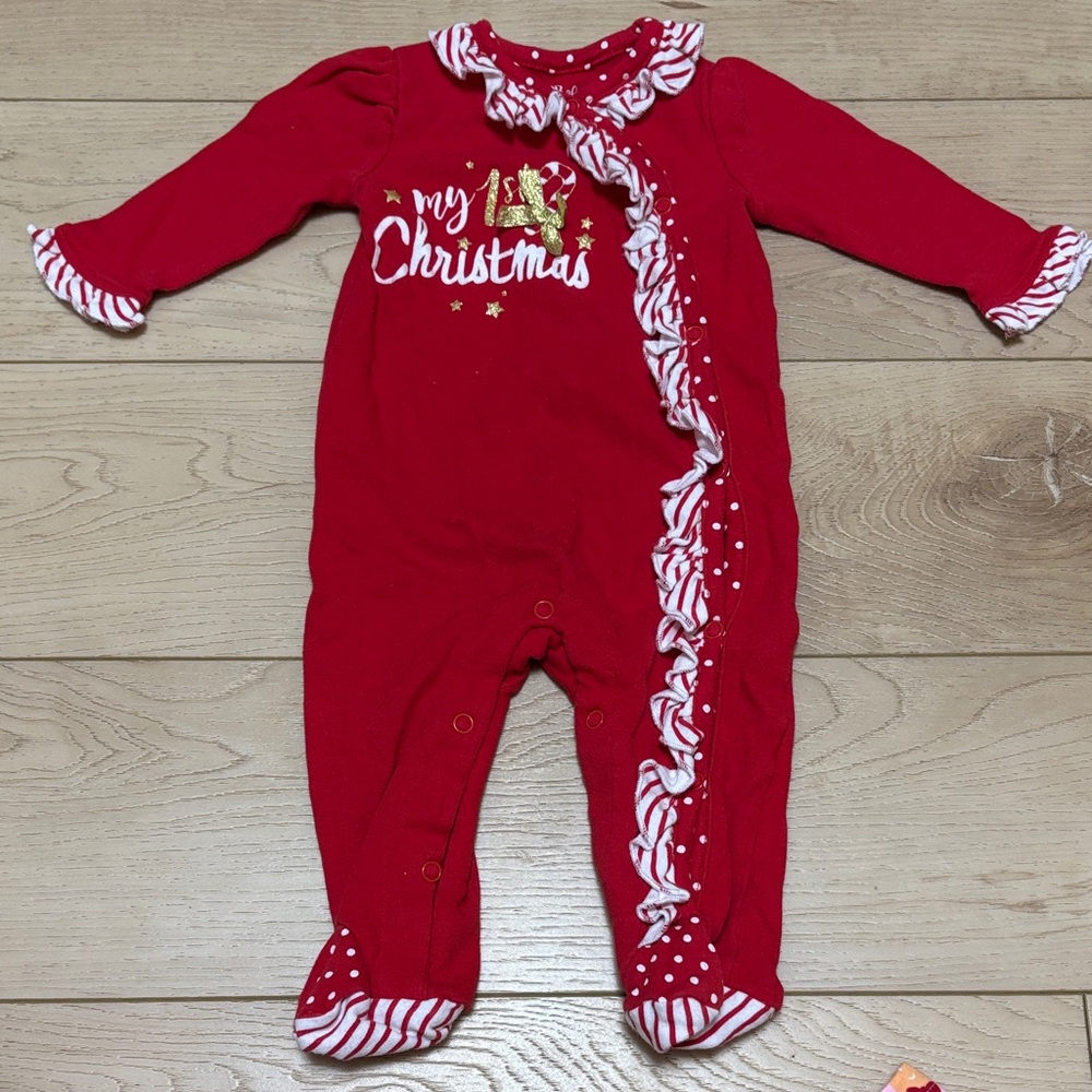 Baby Essentials Red Christmas Footie